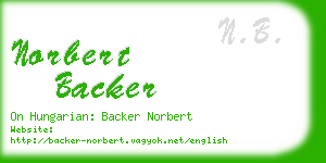 norbert backer business card
